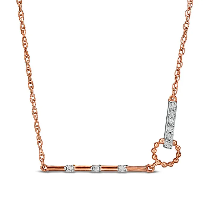 Goldia Necklaces 007 CT TW Natural Diamond Horizontal Station Bar Necklace in 10K Rose Gold Goldia Necklaces 007 CT TW Natural Diamond Horizontal Station Bar Necklace in 10K Rose Gold