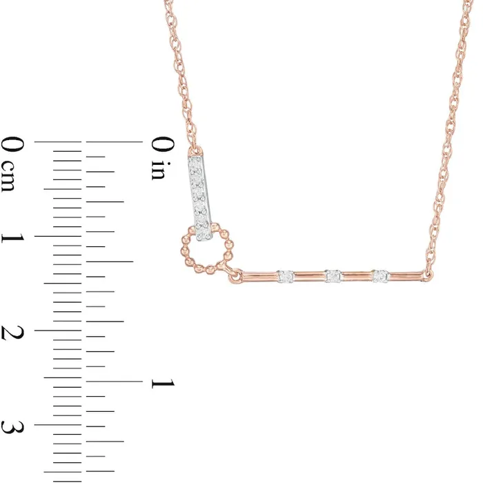 Goldia Necklaces 007 CT TW Natural Diamond Horizontal Station Bar Necklace in 10K Rose Gold Goldia Necklaces 007 CT TW Natural Diamond Horizontal Station Bar Necklace in 10K Rose Gold