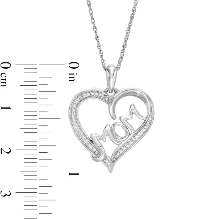Goldia Necklaces 007 CT TW Natural Diamond MOM Heart Pendant in Sterling Silver Goldia Necklaces 007 CT TW Natural Diamond MOM Heart Pendant in Sterling Silver