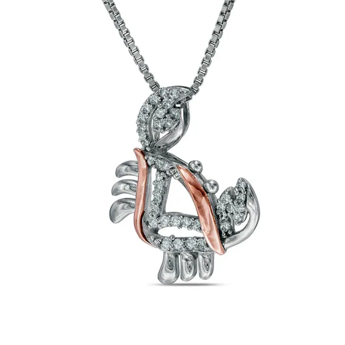 Goldia Necklaces 01 CT TW Natural Diamond Crab Pendant in Sterling Silver and 14K Rose Gold Goldia Necklaces 01 CT TW Natural Diamond Crab Pendant in Sterling Silver and 14K Rose Gold