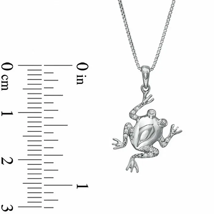 Goldia Necklaces 01 CT TW Natural Diamond Frog Pendant in Sterling Silver Goldia Necklaces 01 CT TW Natural Diamond Frog Pendant in Sterling Silver