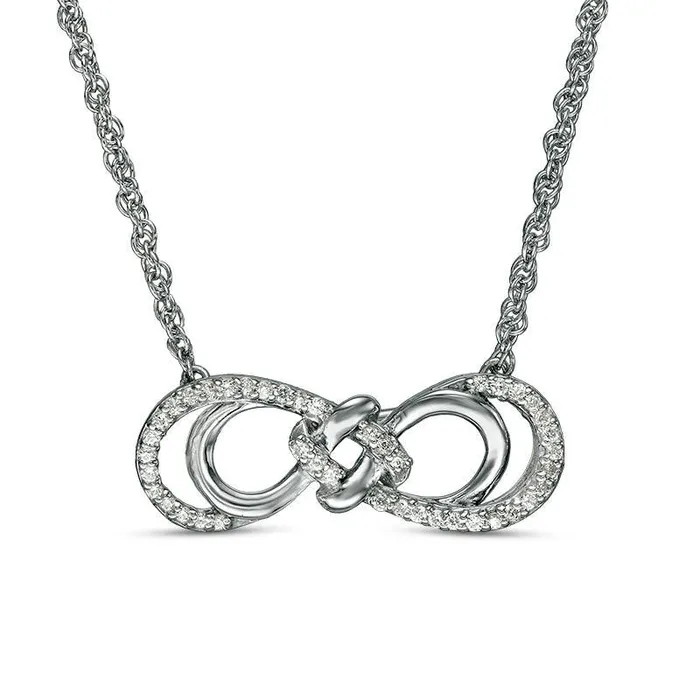 Goldia Necklaces 017 CT TW Natural Diamond Love Knot Double Sideways Infinity Necklace in Sterling Silver Goldia Necklaces 017 CT TW Natural Diamond Love Knot Double Sideways Infinity Necklace in Sterling Silver