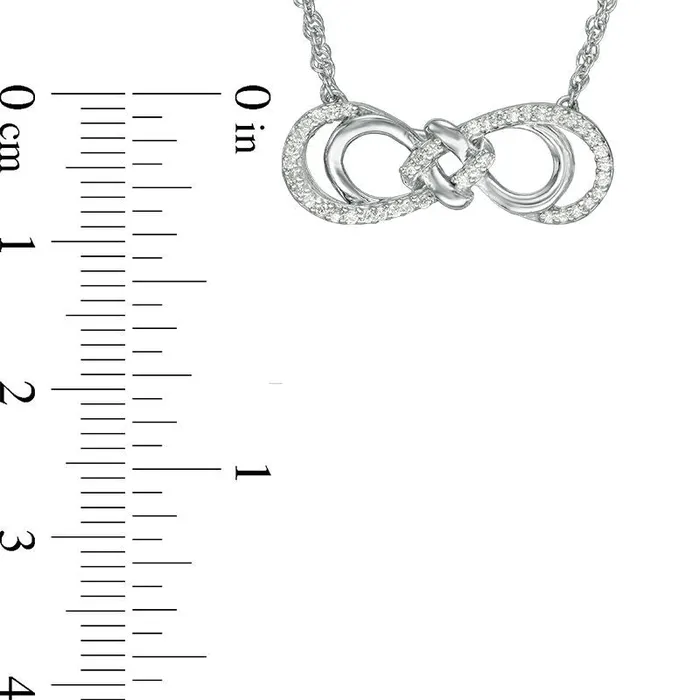 Goldia Necklaces 017 CT TW Natural Diamond Love Knot Double Sideways Infinity Necklace in Sterling Silver Goldia Necklaces 017 CT TW Natural Diamond Love Knot Double Sideways Infinity Necklace in Sterling Silver