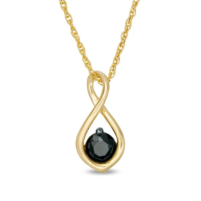 Goldia Necklaces 038 CT Enhanced Black Natural Clarity Enhanced Solitaire Infinity Pendant in 10K Yellow Gold Goldia Necklaces 038 CT Enhanced Black Natural Clarity Enhanced Solitaire Infinity Pendant in 10K Yellow Gold