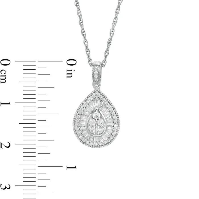 Goldia Necklaces 038 CT TW Composite Natural Diamond Teardrop Pendant in 10K White Gold