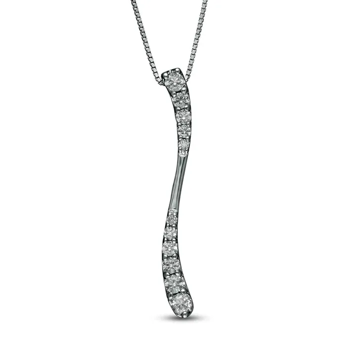 Goldia Necklaces 05 CT TW Journey Natural Diamond Linear Wave Pendant in 10K White Gold Goldia Necklaces 05 CT TW Journey Natural Diamond Linear Wave Pendant in 10K White Gold