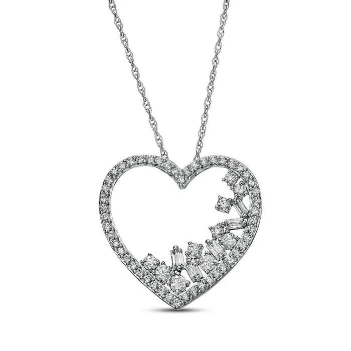 Goldia Necklaces 05 CT TW Natural Diamond Scatter Heart Pendant in 10K White Gold Goldia Necklaces 05 CT TW Natural Diamond Scatter Heart Pendant in 10K White Gold