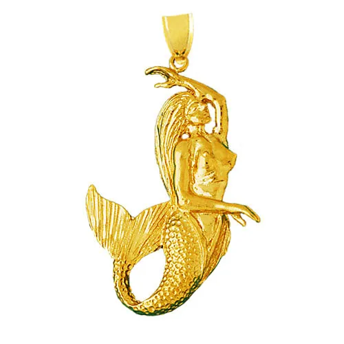 Goldia Necklaces 14K Gold 3D Mermaid Pendant