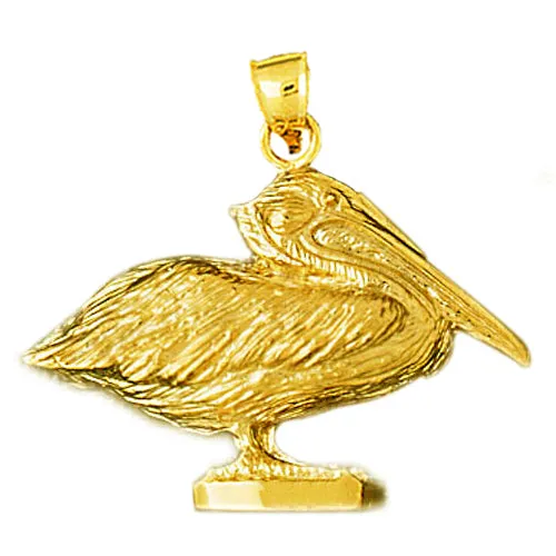 Goldia Necklaces 14K Gold Brown Pelican Pendant