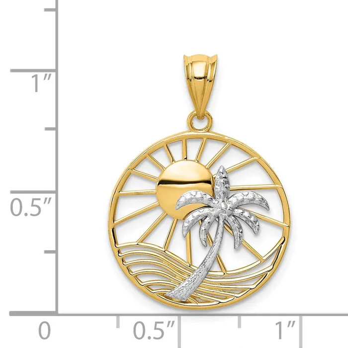 Goldia Necklaces 14k Twotone Gold Sun and Palm Tree Pendant