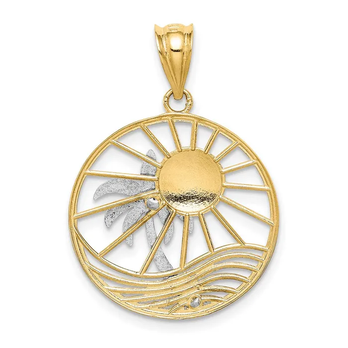 Goldia Necklaces 14k Twotone Gold Sun and Palm Tree Pendant