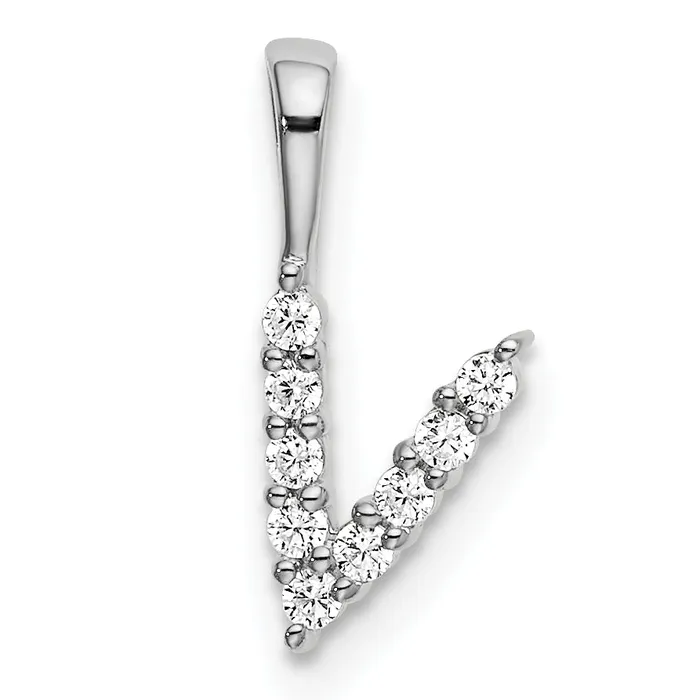 Goldia Necklaces 14k White Gold 110 Ct Lab Grown Diamond VSSI G 18 inch Letter V Initial Pendant Necklace Goldia Necklaces 14k White Gold 110 Ct Lab Grown Diamond VSSI G 18 inch Letter V Initial Pendant Necklace