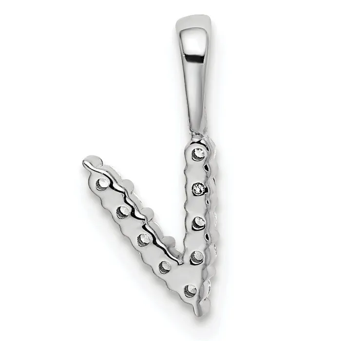 Goldia Necklaces 14k White Gold 110 Ct Lab Grown Diamond VSSI G 18 inch Letter V Initial Pendant Necklace