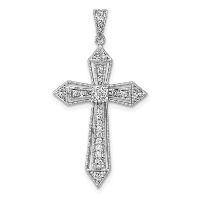 Goldia Necklaces 14k White Gold 13ct Real Diamond Passion Cross Pendant