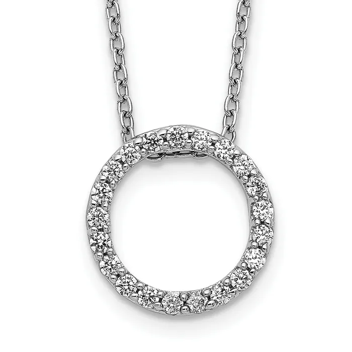 Goldia Necklaces 14k White Gold 14 Ct Lab Grown Diamond VSSI G 18 inch Round Pendant Necklace