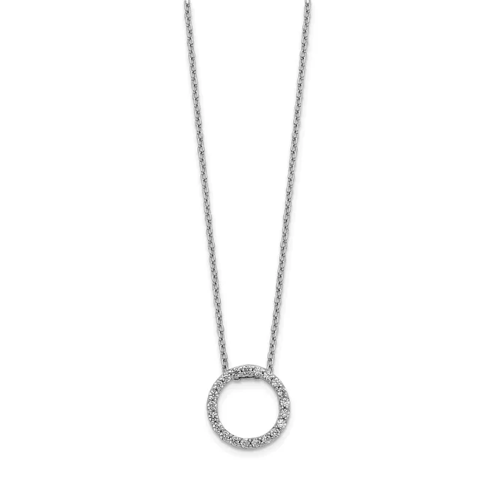 Goldia Necklaces 14k White Gold 14 Ct Lab Grown Diamond VSSI G 18 inch Round Pendant Necklace