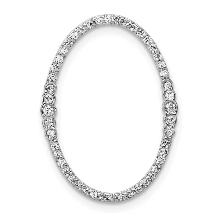 Goldia Necklaces 14k White Gold 14ct Real Diamond Oval Chain Slide