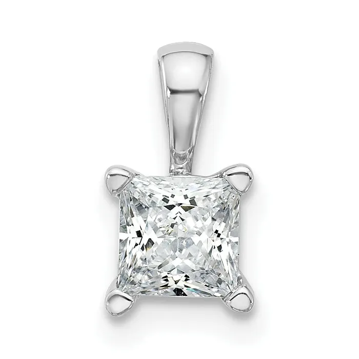 Goldia Necklaces 14k White Gold 34 Ct Certified Lab Grown Diamond VSSI G Princess Four Prong Pendant Goldia Necklaces 14k White Gold 34 Ct Certified Lab Grown Diamond VSSI G Princess Four Prong Pendant
