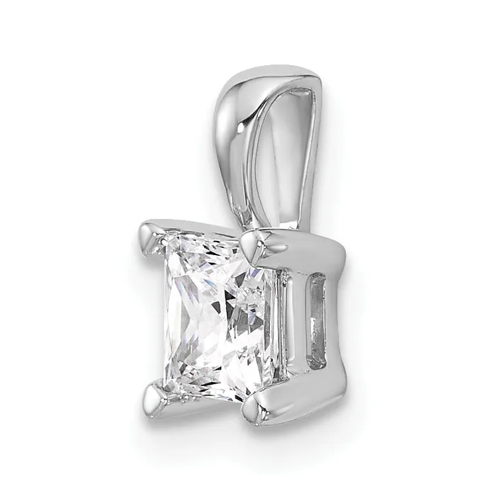 Goldia Necklaces 14k White Gold 34 Ct Certified Lab Grown Diamond VSSI G Princess Four Prong Pendant