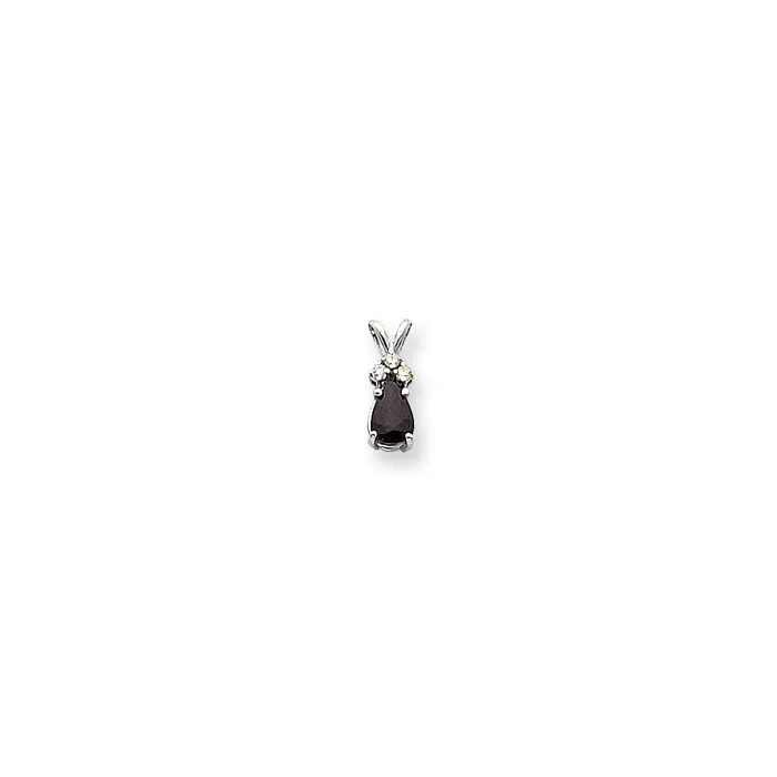Goldia Necklaces 14k White Gold 7x5mm Pear Sapphire VS Real Diamond pendant Goldia Necklaces 14k White Gold 7x5mm Pear Sapphire VS Real Diamond pendant
