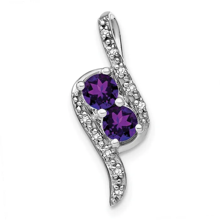 Goldia Necklaces 14k White Gold Amethyst and Real Diamond Chain Slide