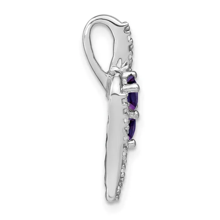 Goldia Necklaces 14k White Gold Amethyst and Real Diamond Chain Slide