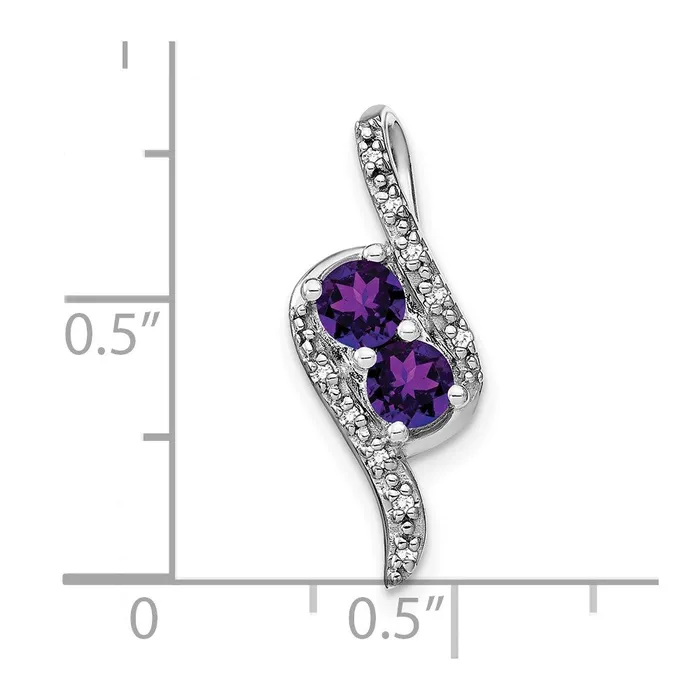 Goldia Necklaces 14k White Gold Amethyst and Real Diamond Chain Slide