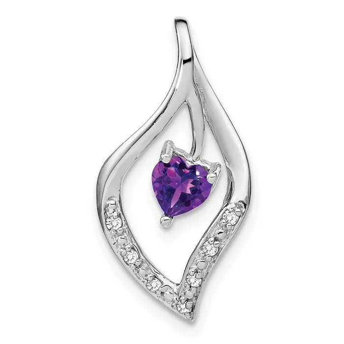 Goldia Necklaces 14k White Gold Amethyst and Real Diamond Pendant