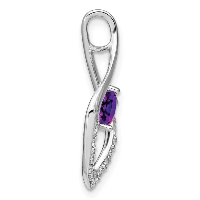 Goldia Necklaces 14k White Gold Amethyst and Real Diamond Pendant