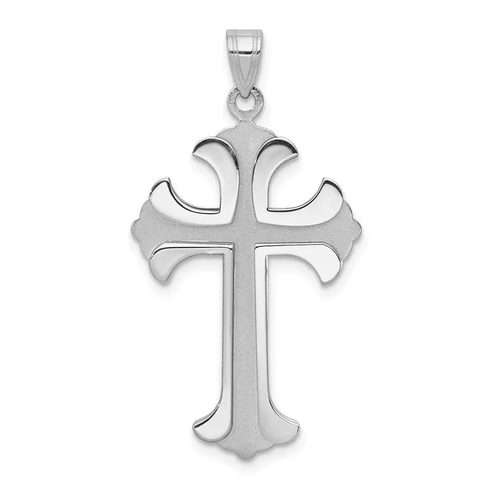 Goldia Necklaces 14k White Gold Fleur De Lis Cross Pendant