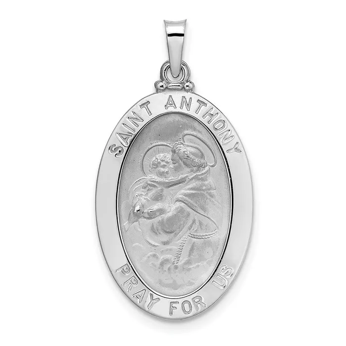 Goldia Necklaces 14k White Gold Polished Solid Oval St Anthony Medal Pendant Goldia Necklaces 14k White Gold Polished Solid Oval St Anthony Medal Pendant