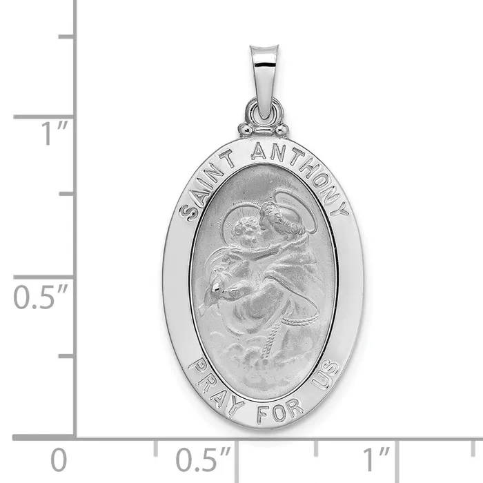 Goldia Necklaces 14k White Gold Polished Solid Oval St Anthony Medal Pendant