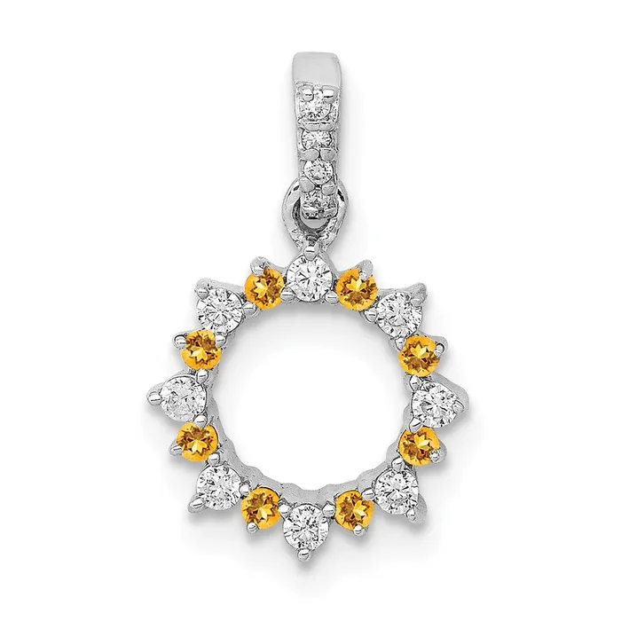 Goldia Necklaces 14k White Gold Real Diamond and 08 Citrine Fancy Circle Pendant Goldia Necklaces 14k White Gold Real Diamond and 08 Citrine Fancy Circle Pendant