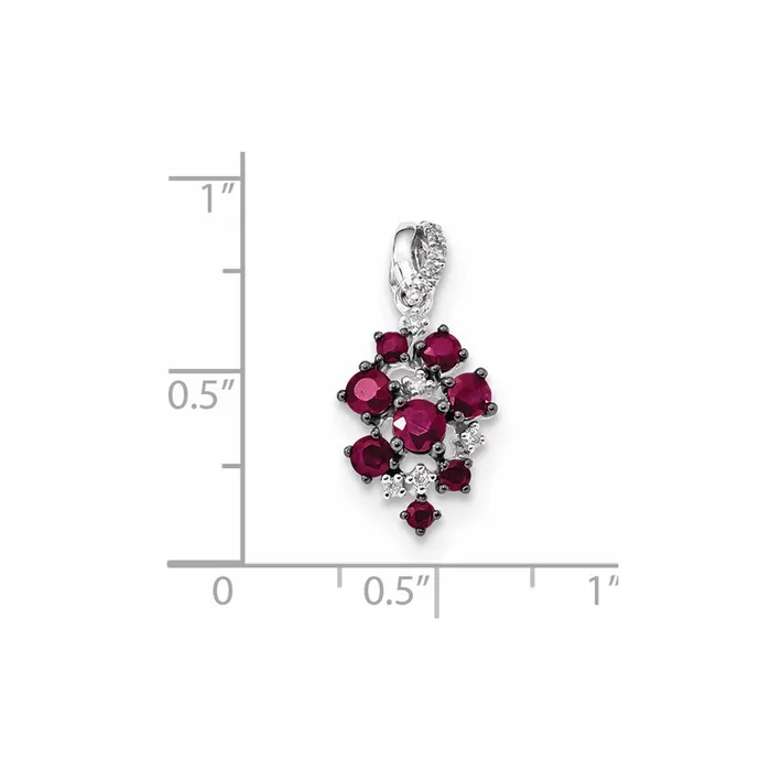 Goldia Necklaces 14k White Gold Real Diamond and Ruby Polished Pendant