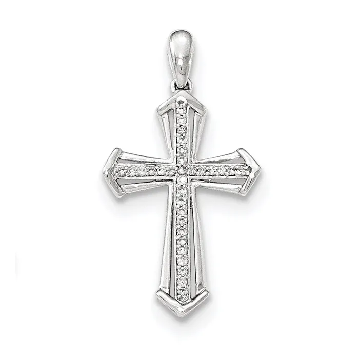 Goldia Necklaces 14k White Gold Real Diamond Cross Pendant