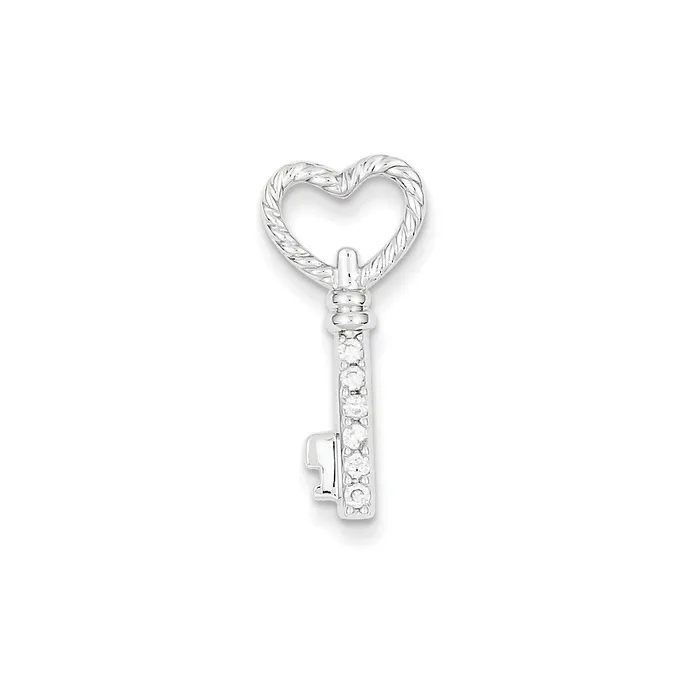 Goldia Necklaces 14k White Gold Real Diamond Key Chain Slide