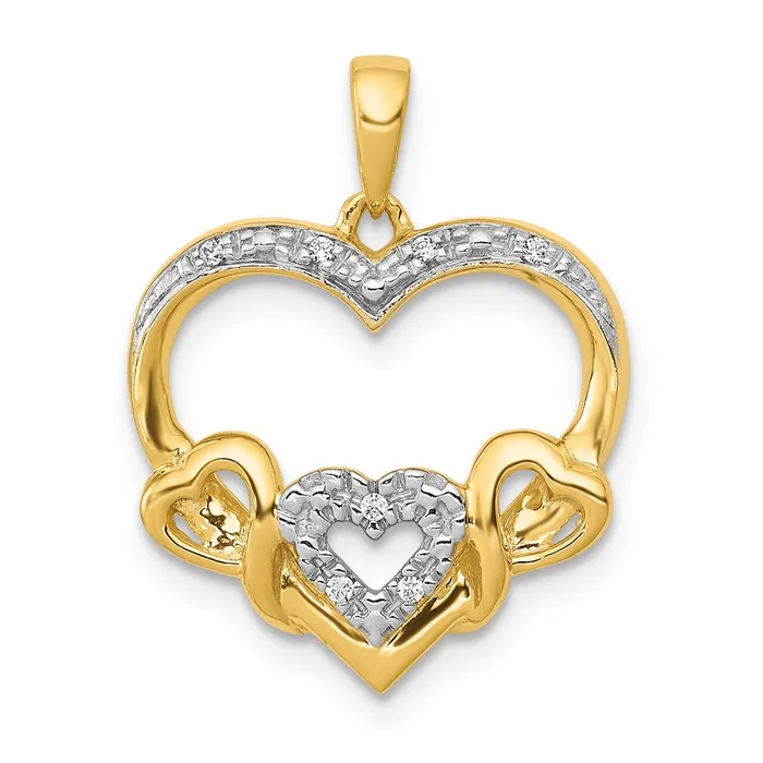 Goldia Necklaces 14K Yellow Gold 03ct Real Diamond Heart w Three Smaller Hearts Pendant Goldia Necklaces 14K Yellow Gold 03ct Real Diamond Heart w Three Smaller Hearts Pendant