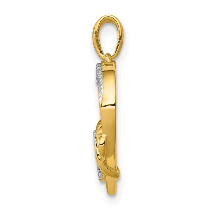 Goldia Necklaces 14K Yellow Gold 03ct Real Diamond Heart w Three Smaller Hearts Pendant