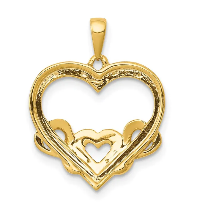 Goldia Necklaces 14K Yellow Gold 03ct Real Diamond Heart w Three Smaller Hearts Pendant