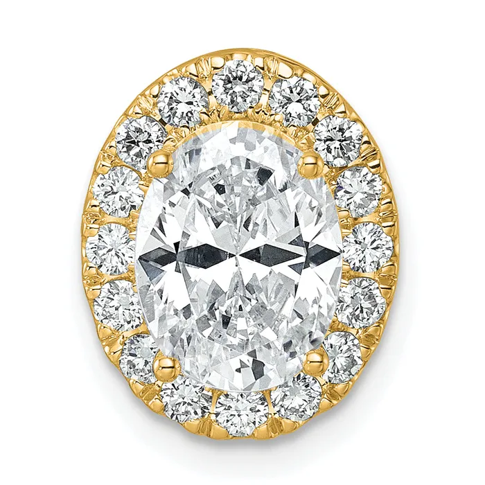 Goldia Necklaces 14k Yellow Gold 12 Ct Lab Grown Diamond VSSI G Halo Chain Slide Pendant
