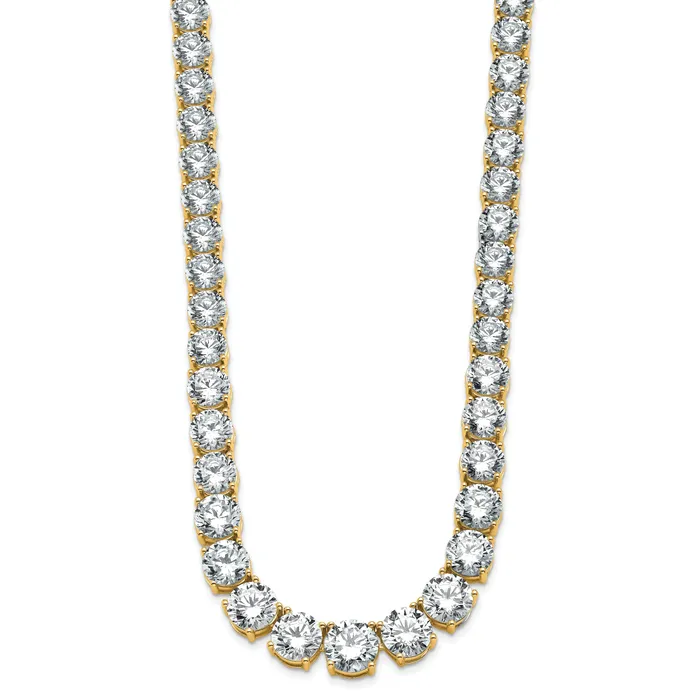 Goldia Necklaces 14k Yellow Gold 72 38 Ct Lab Grown Diamond VSSI G Round 20 inch Graduated Tennis Necklace