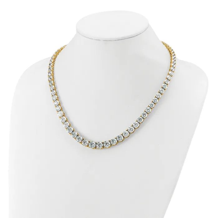 Goldia Necklaces 14k Yellow Gold 72 38 Ct Lab Grown Diamond VSSI G Round 20 inch Graduated Tennis Necklace
