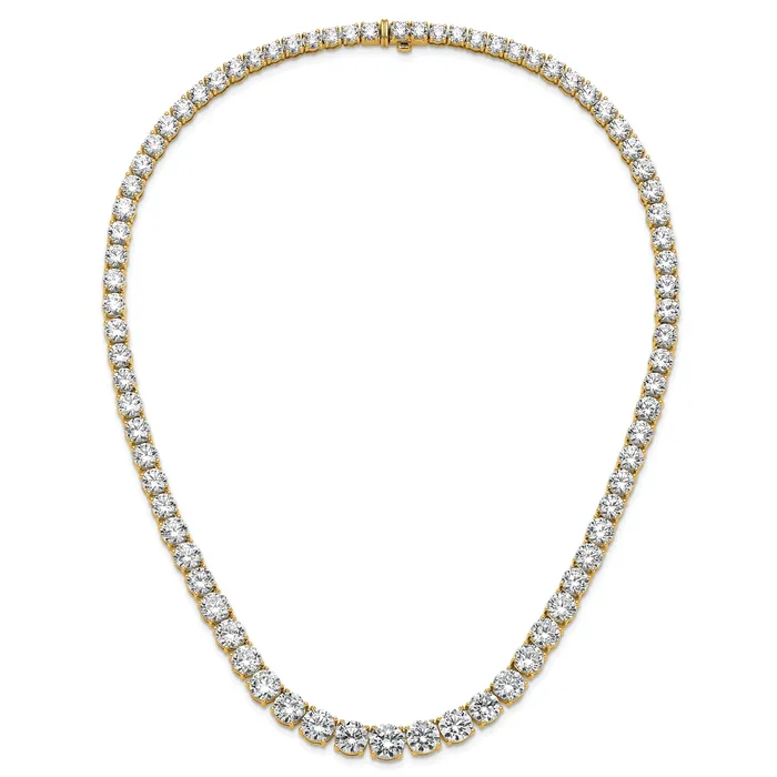 Goldia Necklaces 14k Yellow Gold 72 38 Ct Lab Grown Diamond VSSI G Round 20 inch Graduated Tennis Necklace