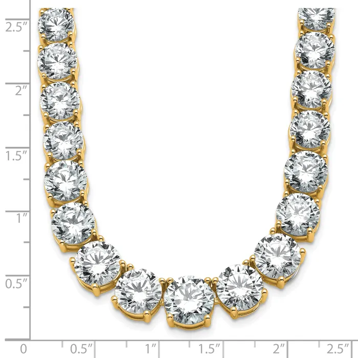 Goldia Necklaces 14k Yellow Gold 72 38 Ct Lab Grown Diamond VSSI G Round 20 inch Graduated Tennis Necklace