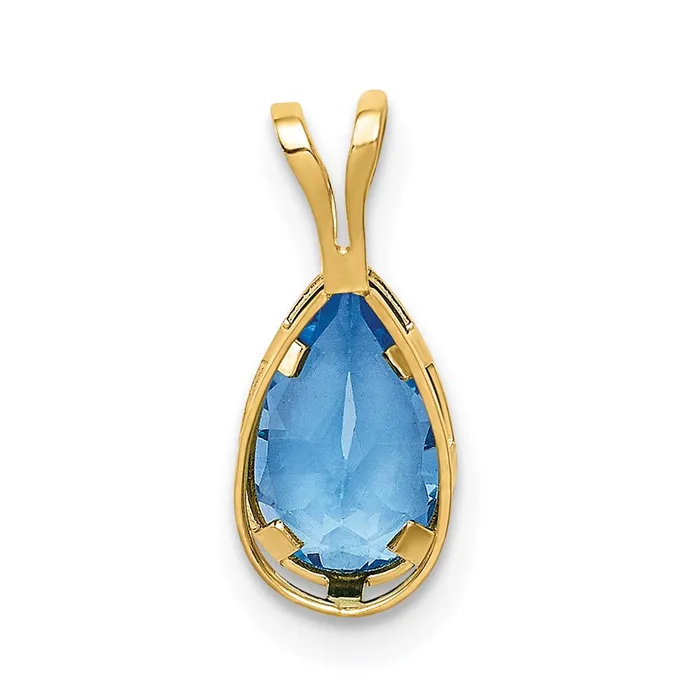 Goldia Necklaces 14K Yellow Gold 8x5mm Pear Blue Topaz bezel pendant