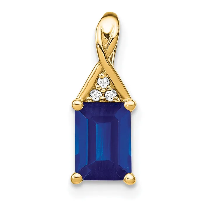 Goldia Necklaces 14K Yellow Gold Emeraldshape Sapphire and Real Diamond Pendant Goldia Necklaces 14K Yellow Gold Emeraldshape Sapphire and Real Diamond Pendant