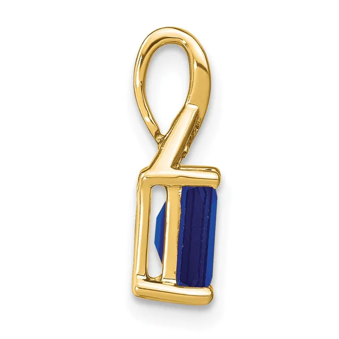 Goldia Necklaces 14K Yellow Gold Emeraldshape Sapphire and Real Diamond Pendant
