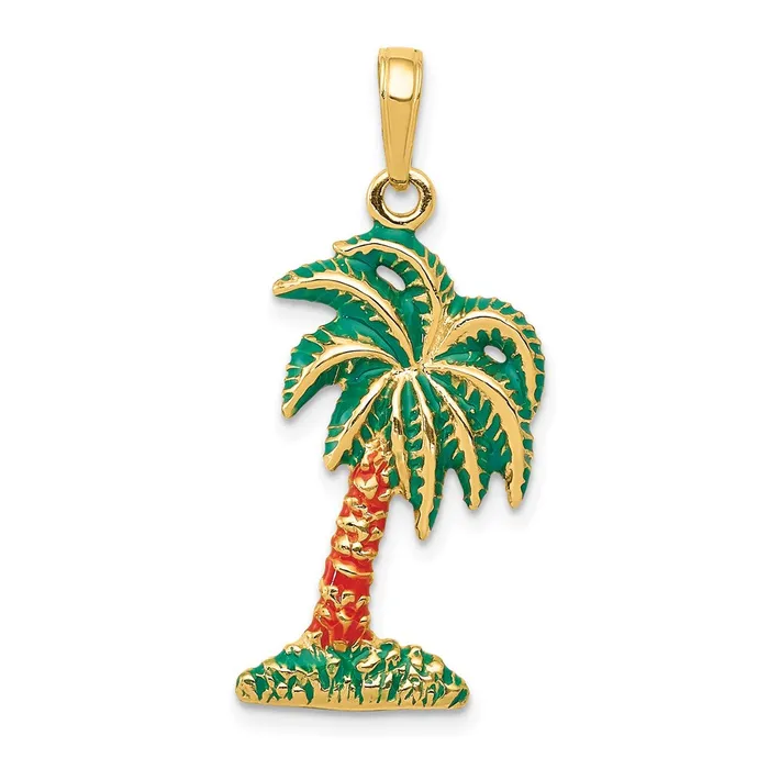 Goldia Necklaces 14k Yellow Gold Enameled Palm Tree Pendant