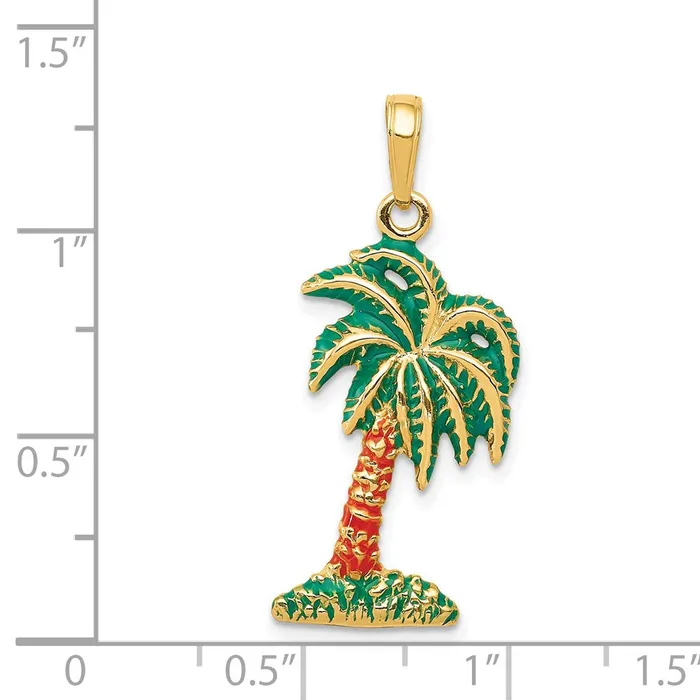 Goldia Necklaces 14k Yellow Gold Enameled Palm Tree Pendant