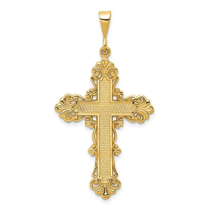 Goldia Necklaces 14k Yellow Gold Fleur De Lis Cross Pendant